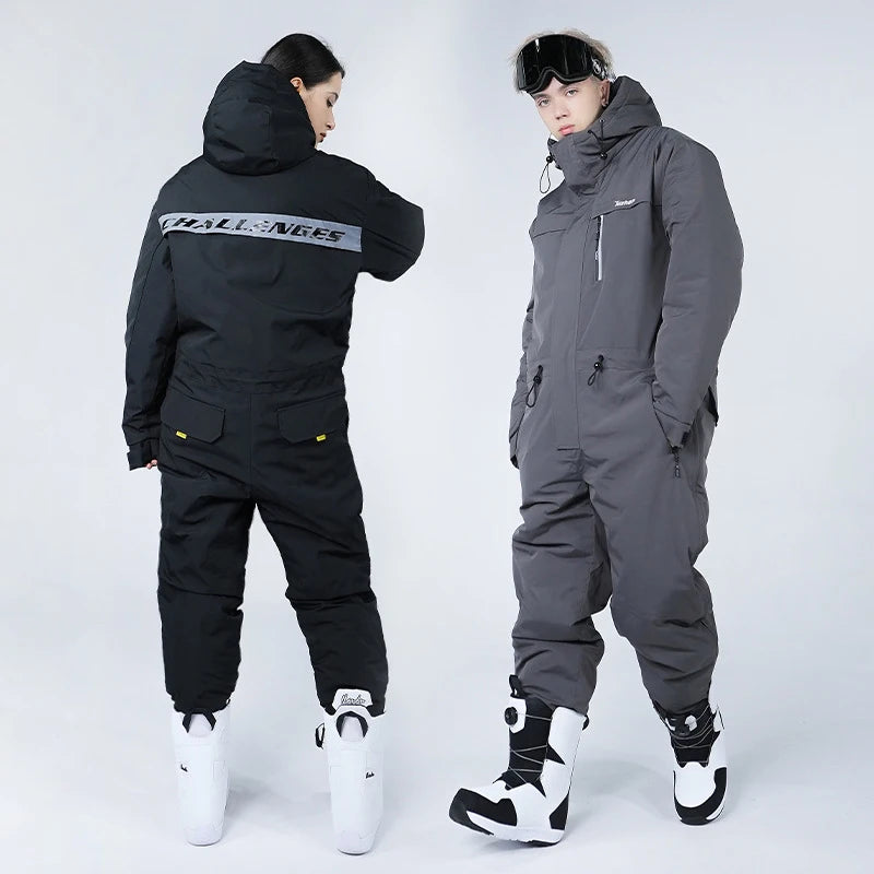 Traje de motociclismo de invierno, mono de esquí a prueba de frío, impermeable al aire libre, a prueba de viento, ropa de pesca integrada cálida y gruesa