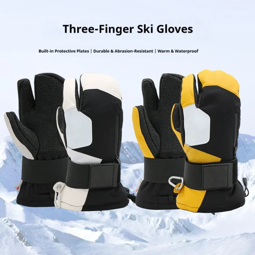 Guantes de esquí con protección integrada para la muñeca, guantes de esquí de invierno, material de aramida resistente al desgaste, para snowboard, para hombres y mujeres, guantes térmicos para esquí en la nieve.
