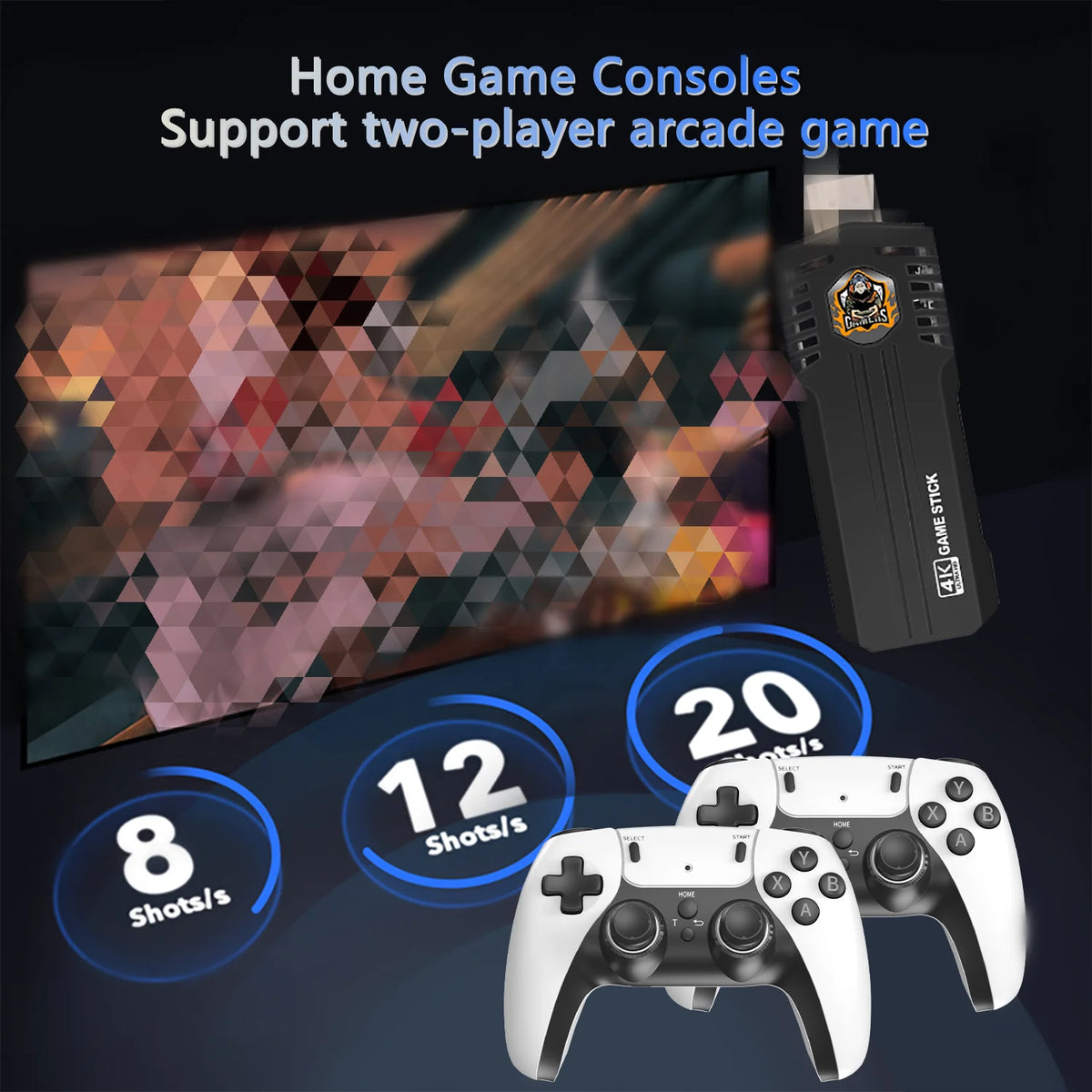 Game Stick Mini X8 Pro: consola de videojuegos retro 4K HD con sistema dual y mando inalámbrico de 2,4 GHz; más de 40 000 juegos para GB, GBC, MD, SFC y CPS