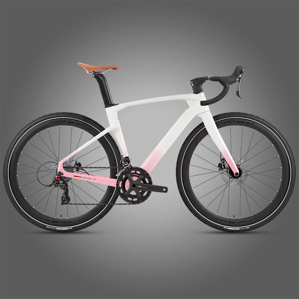 Bicicleta de carretera de fibra de carbono TWITTER Gravel V3, velocidad variable electrónica SENTYEH, ES7000-1*13 velocidades, frenos de disco hidráulicos, bicicleta de gravel