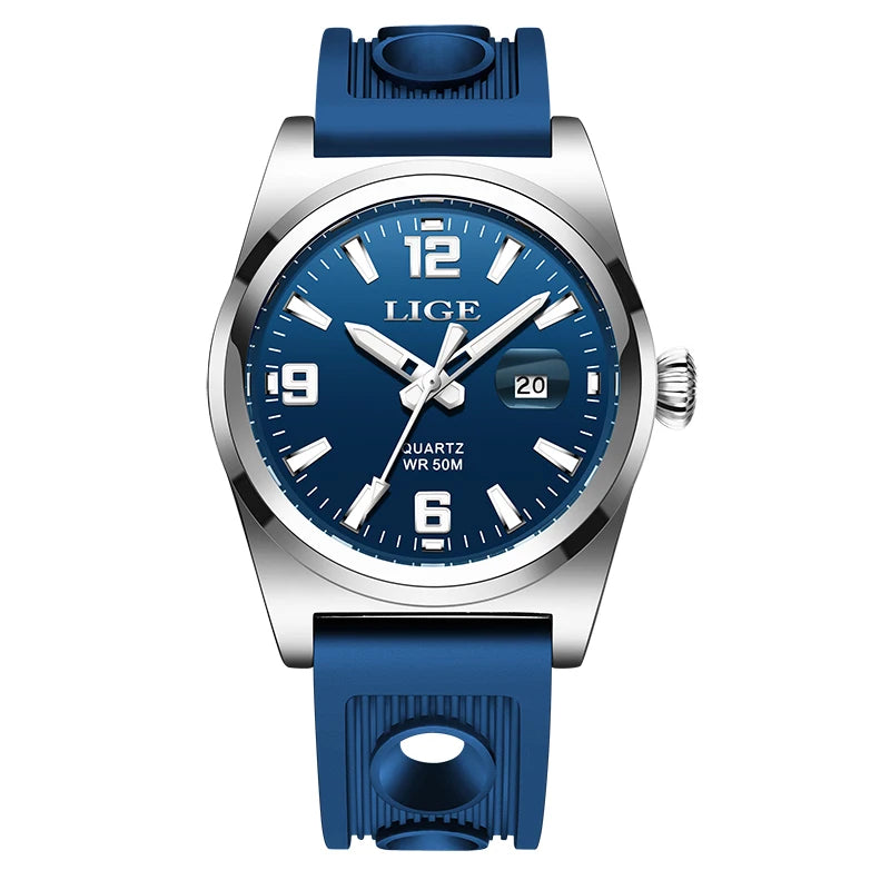 Reloj de pulsera LIGE para hombre, de cuarzo, deportivo, de lujo, marca original, impermeable y luminoso.