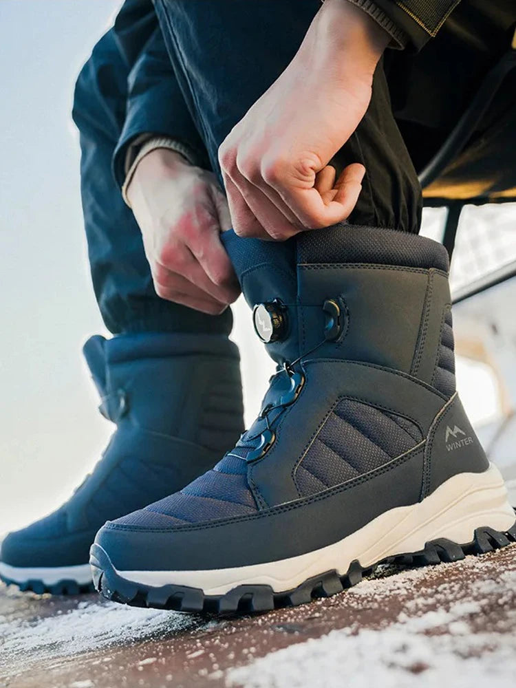 Zapatos de nieve de alta calidad para hombre, botas de esquí cálidas de felpa, botas de invierno, zapatos, botas de nieve para exteriores, zapatos de plataforma antideslizantes