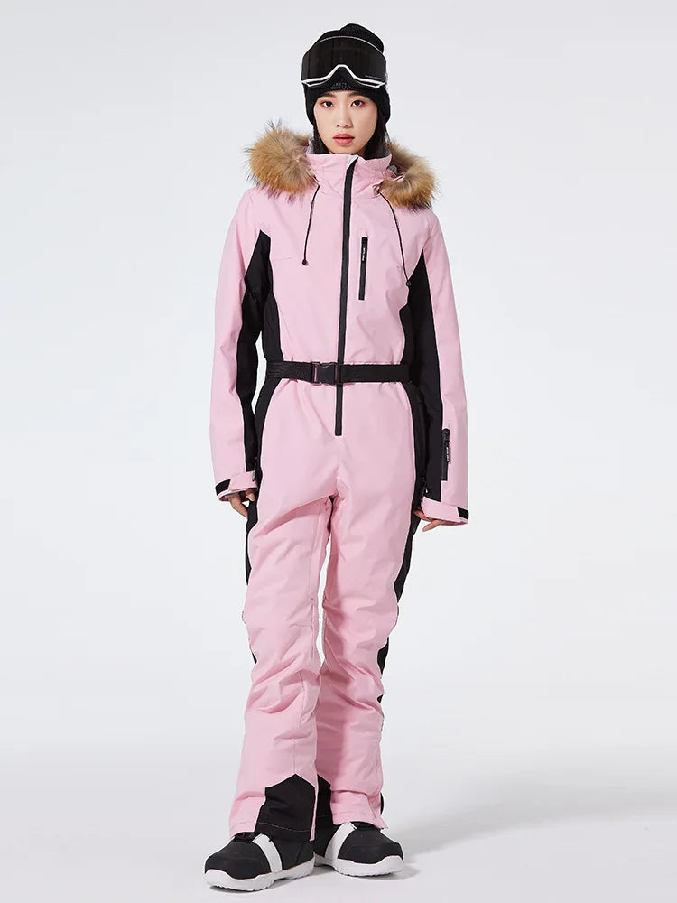 Traje de esquí de una pieza para mujer, monos gruesos de Snowboard para mujer, ropa transpirable impermeable a prueba de viento para invierno, traje de esquí
