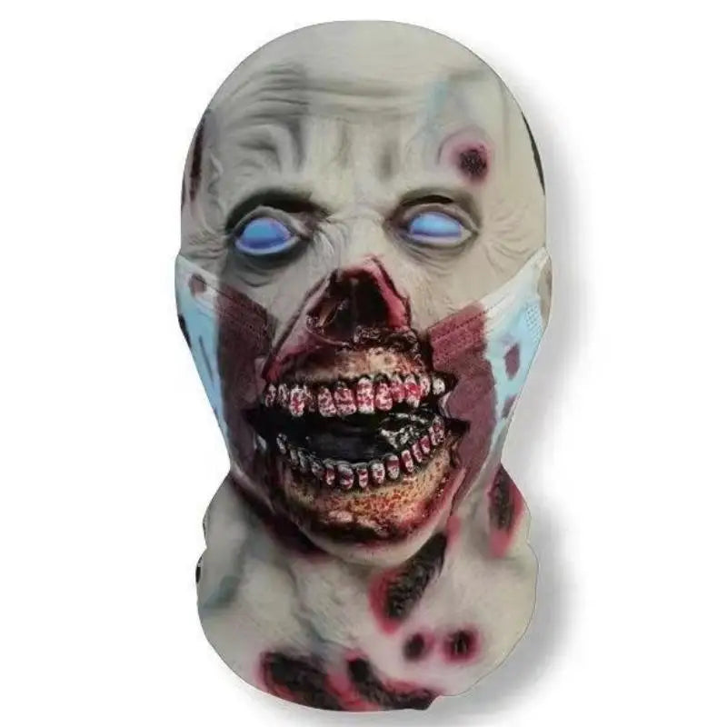 1 unidad de cubrecabeza con estampado de calavera de Halloween, máscara facial transpirable y protectora contra el sol con visibilidad, cubrecabeza para fiestas y festivales