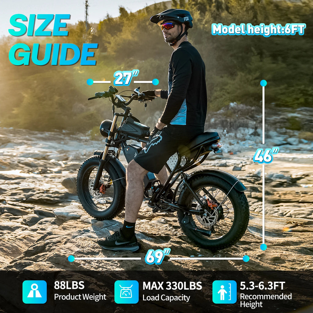YVY/RAYZEPH C20MAX Ebike EU Stock 2000W 20*4" Inch Fat Tire Electric Bike 52V 40Ah Removable Battery 7-Speed Gears Dual Hydraulic Braking Adu