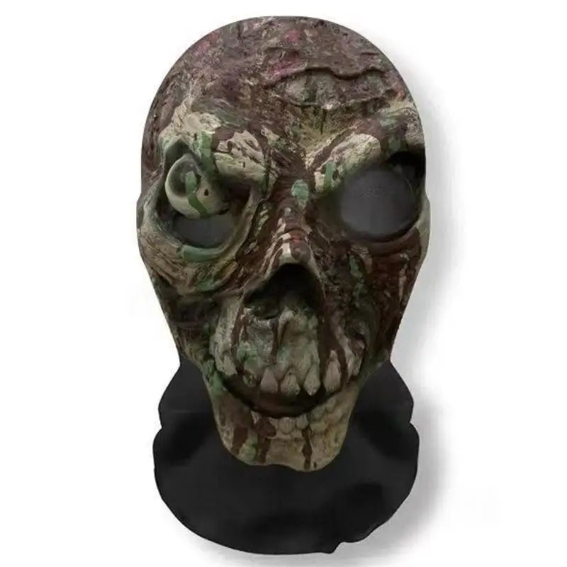 1 unidad de cubrecabeza con estampado de calavera de Halloween, máscara facial transpirable y protectora contra el sol con visibilidad, cubrecabeza para fiestas y festivales