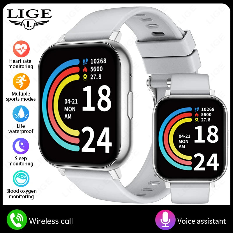 LIGE 2026 Nuevo reloj inteligente para mujer y hombre, reloj inteligente con llamadas Bluetooth, monitoreo de oxígeno en sangre y frecuencia cardíaca, regalo de vacaciones para mujer y hombre
