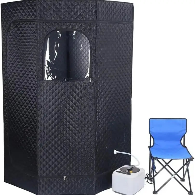 Tienda de campaña portátil para sauna a vapor de 3L, spa doméstico personal de 1000W con control remoto, silla y alfombrilla desintoxicante para pies, sauna plegable de calentamiento rápido