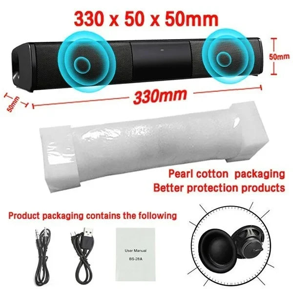 Columna de altavoz Bluetooth, altavoz portátil de alta potencia, barra de sonido de TV para ordenador, centro de música, Boom Box con Radio TF AUX USB