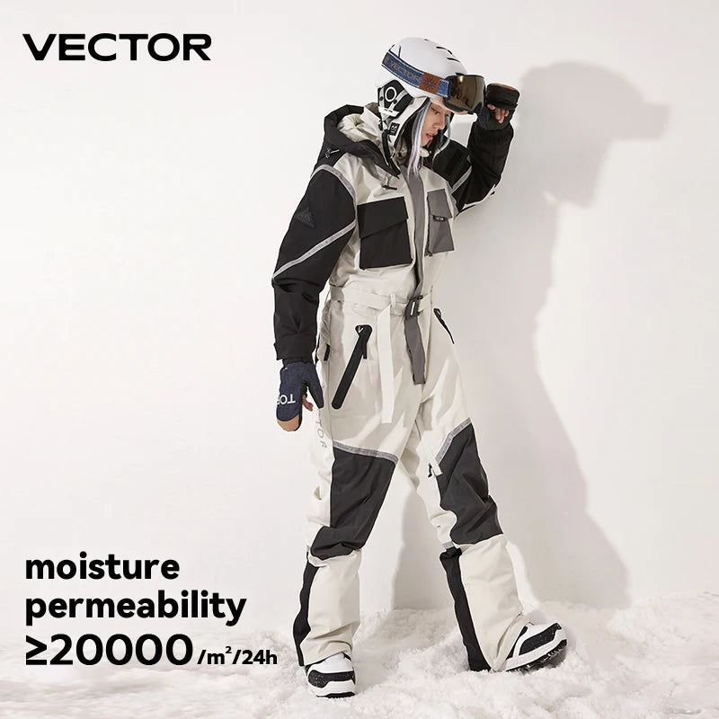 Mono de esquí grueso de una pieza para hombre y mujer, chaqueta de Snowboard para deportes al aire libre, traje de salto cálido, ropa de invierno impermeable, monos con capucha