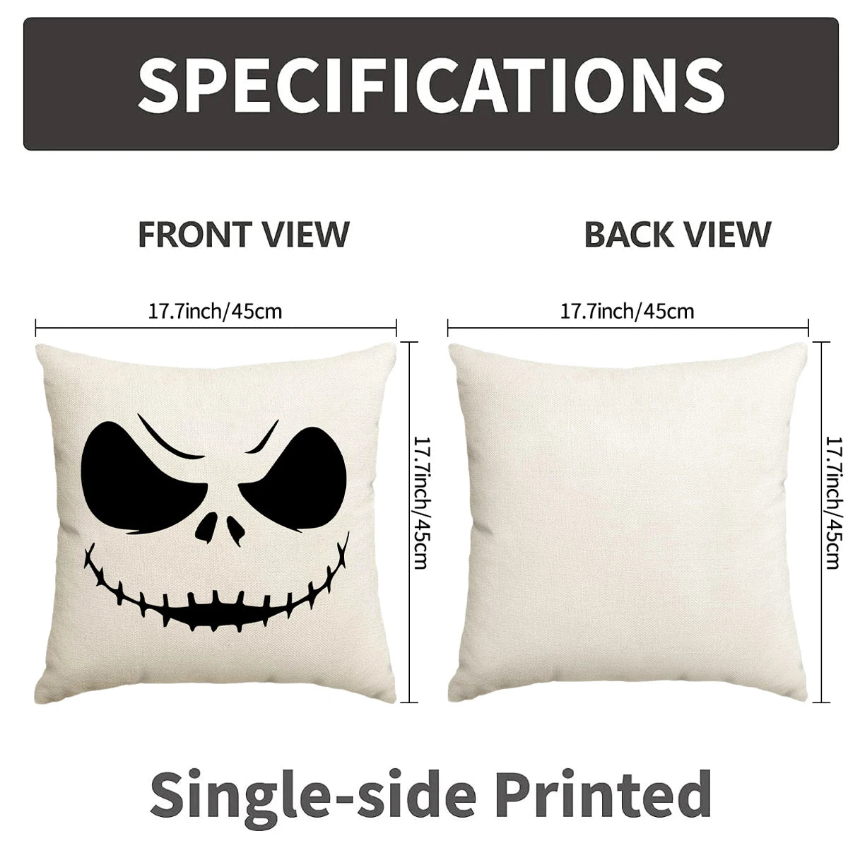 1 ud./4 Uds. Funda de almohada de Halloween, expresiones de terror de Halloween, decoración del hogar, funda de cojín para sofá y sala de estar