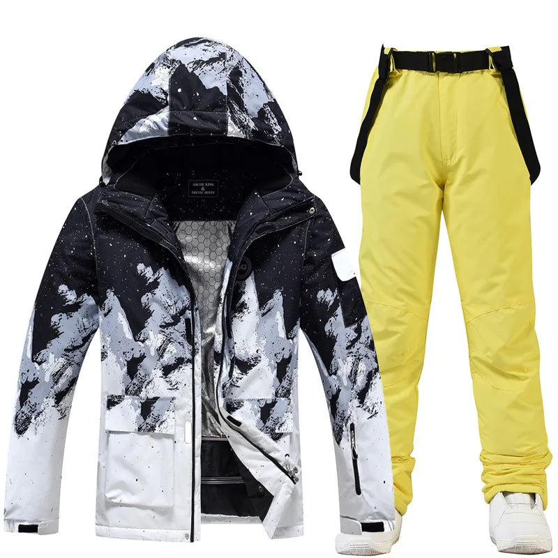 Nuevo traje de esquí de montaña nevado para hombre, ropa de nieve cálida impermeable a prueba de viento para invierno y exteriores, chaqueta de snowboard para parejas y mujeres, pantalones