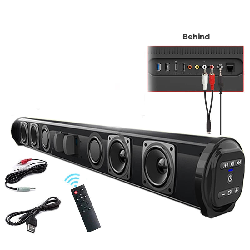 Sistema de altavoces inalámbricos con barra de sonido Bluetooth, altavoz estéreo envolvente inalámbrico con sonido súper potente, proyector de TV para cine en casa con cable