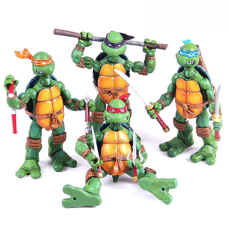 Set de 4 figuras de acción de las Tortugas Ninja, juguetes tipo manga, figuras de colección de PVC, artículos de anime, regalo para fans