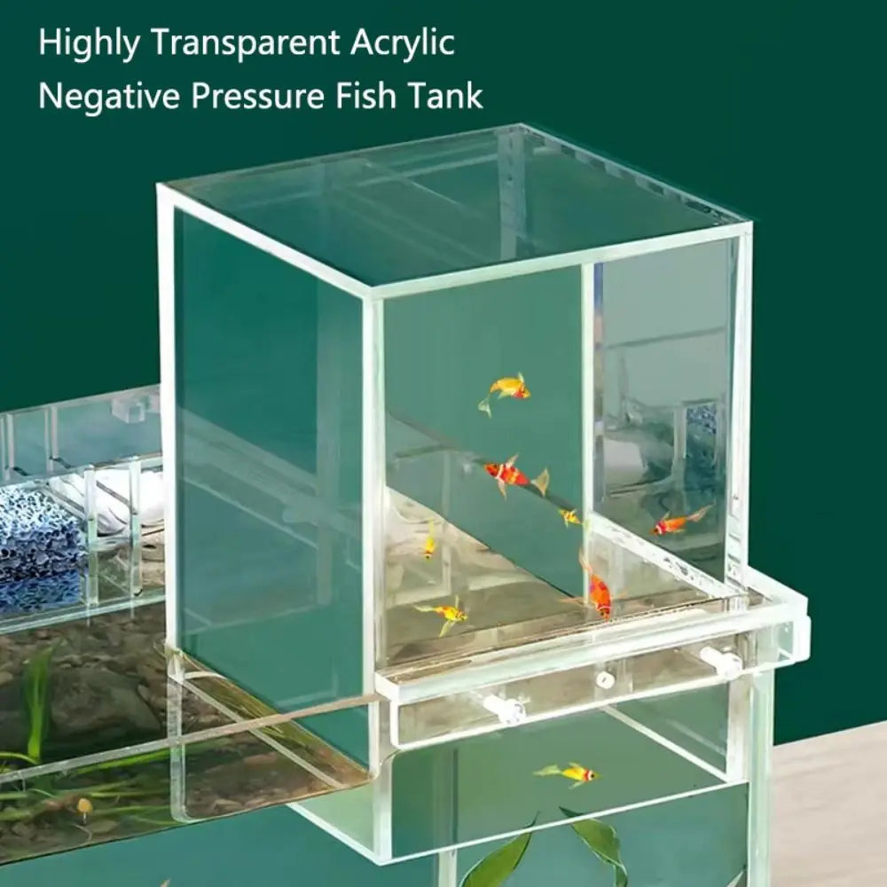 Landscaping Negative Pressure Fish Tank Easy to Install Unique Acrylic Suspended Fish Tank Eye-catching