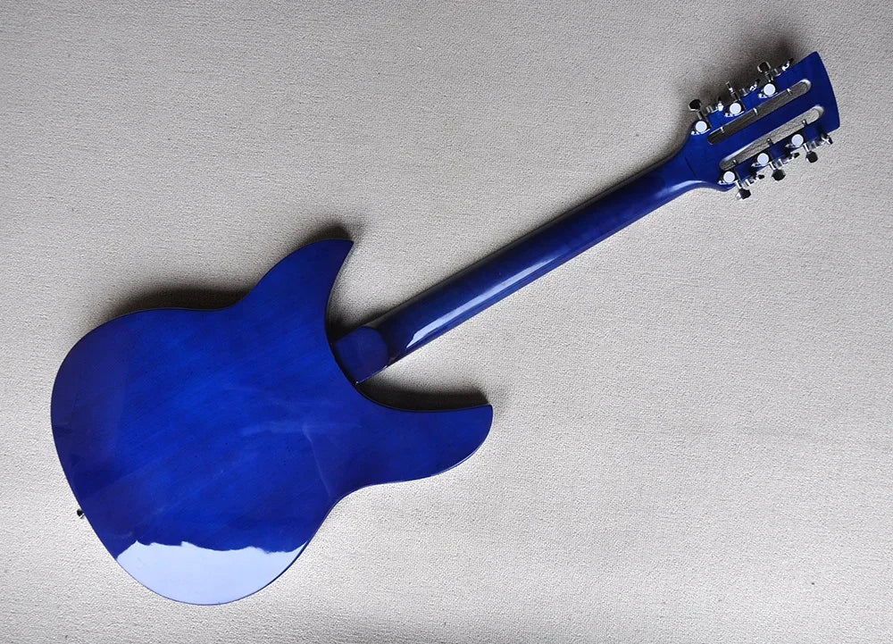 Guitarra Eléctrica Azul Semi-Hollow de 12 Cuerdas con Herrajes Cromados