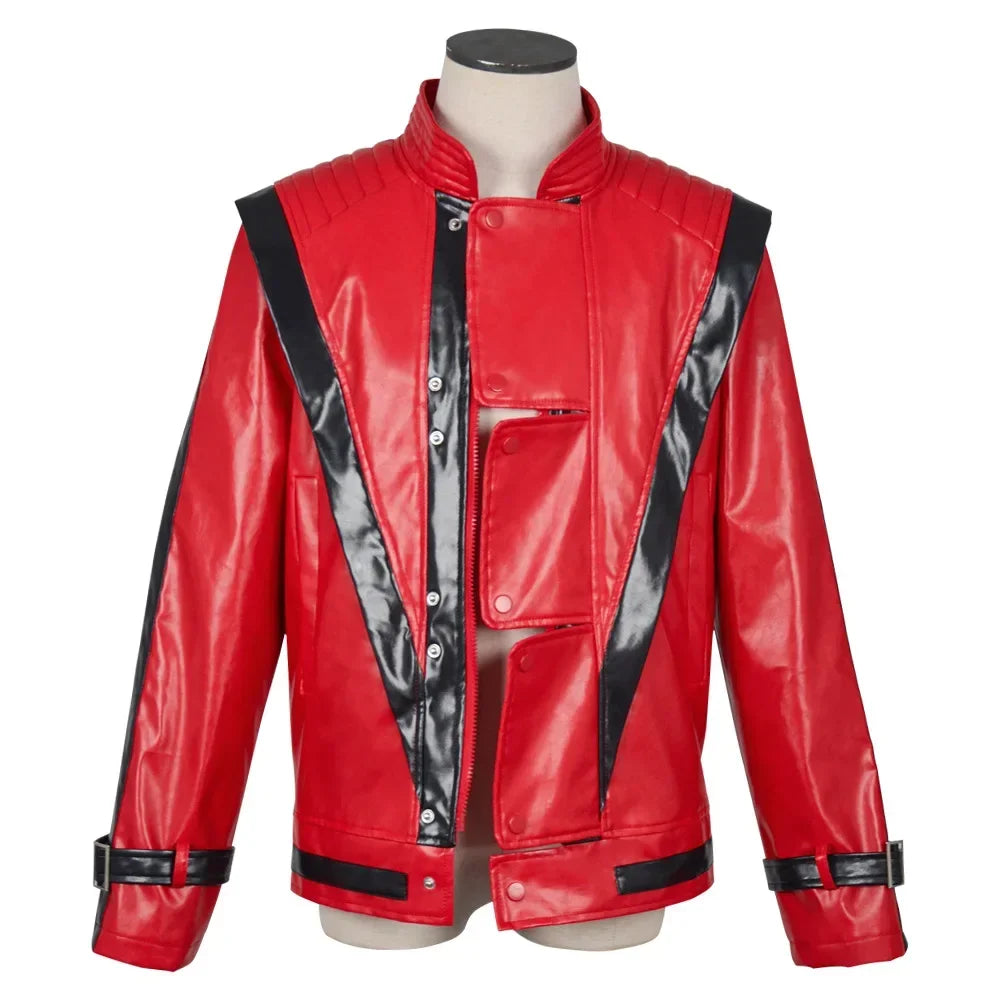 Disfraz de Michael Jackson en Rojo, Imitación de Cuero, para Cosplay, Halloween, Actuaciones, Juego de Roles, Conjunto Completo