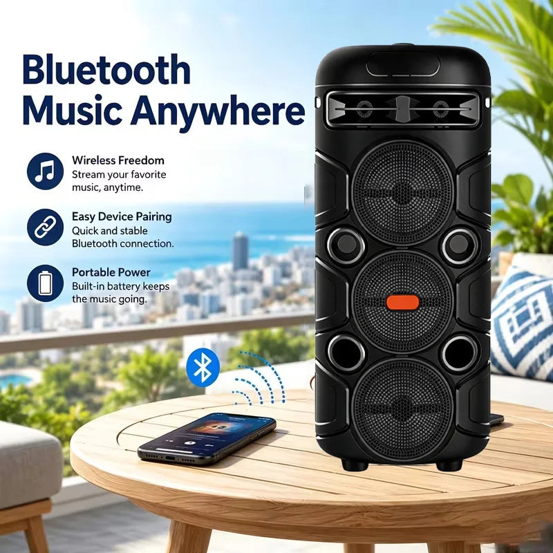 8800W Peak High Power Portable Bluetooth Speaker CBS-3031 Party Box Bluetooth 5.3 RGB LED DJ Lights TWS Wireless Stereo Professional Karaoke Speaker with Microphone Bedroom Home Room Decor Suitable for Outdoor Camping Party