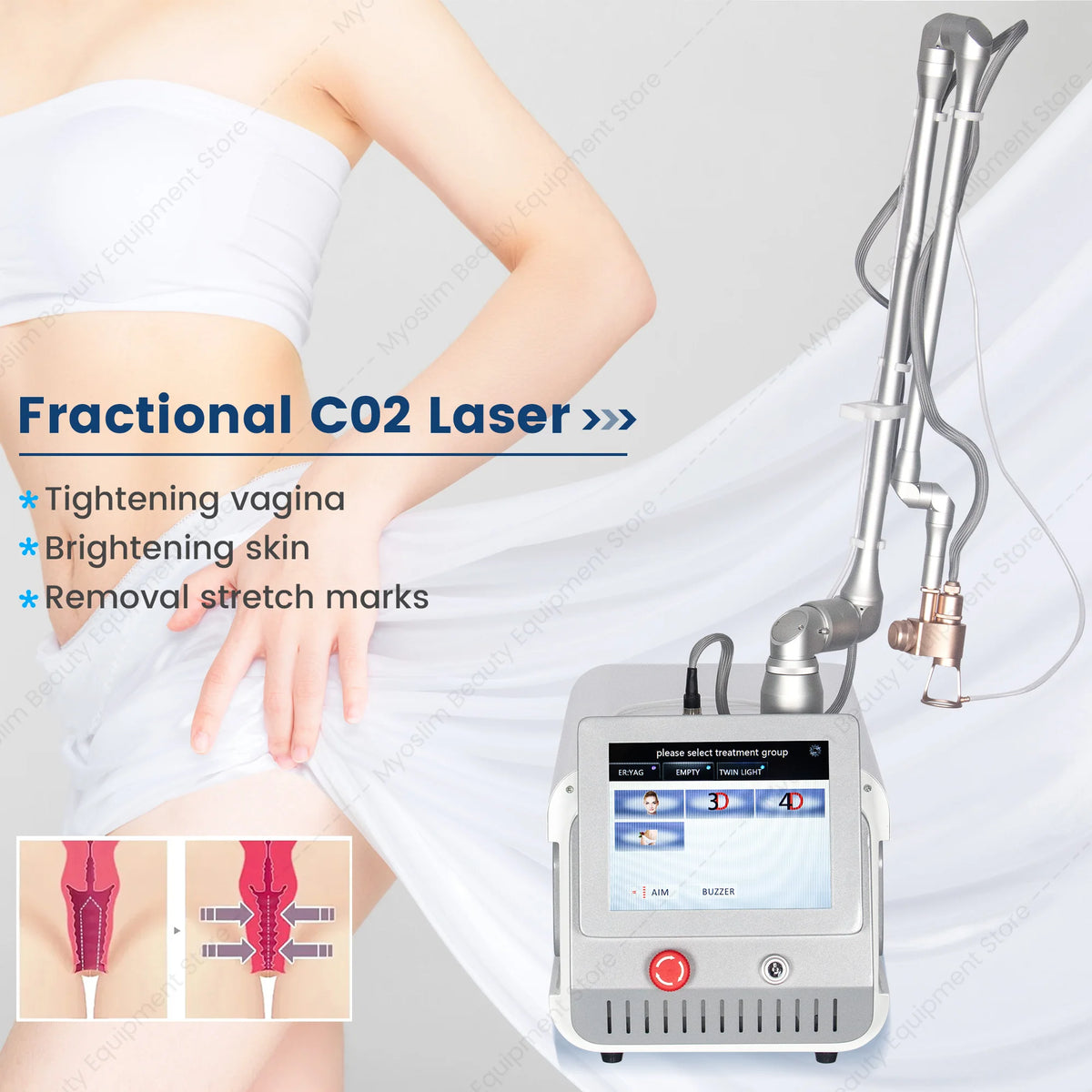 Máquina Láser Fraccional de CO2 Profesional para Eliminación de Arrugas y Estrías, Reducción de Cicatrices, Dispositivo de Cuidado de la Piel