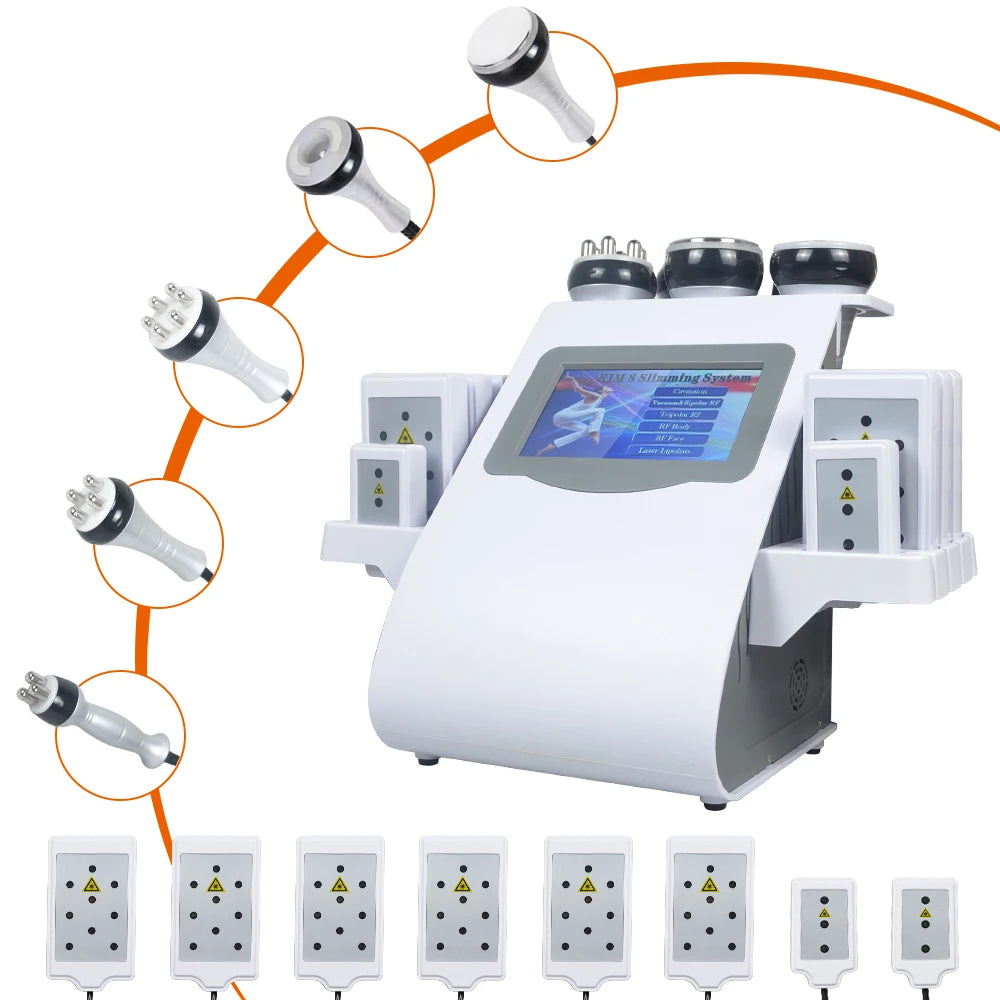 NOVLORA 6 en 1, máquina de cavitación de 40 kHz para la reducción de grasa, modelo KIM 8, máquina multifuncional: cavitación, radiofrecuencia, vacío, presión negativa, etc., para el lifting y el tonificado de la piel,