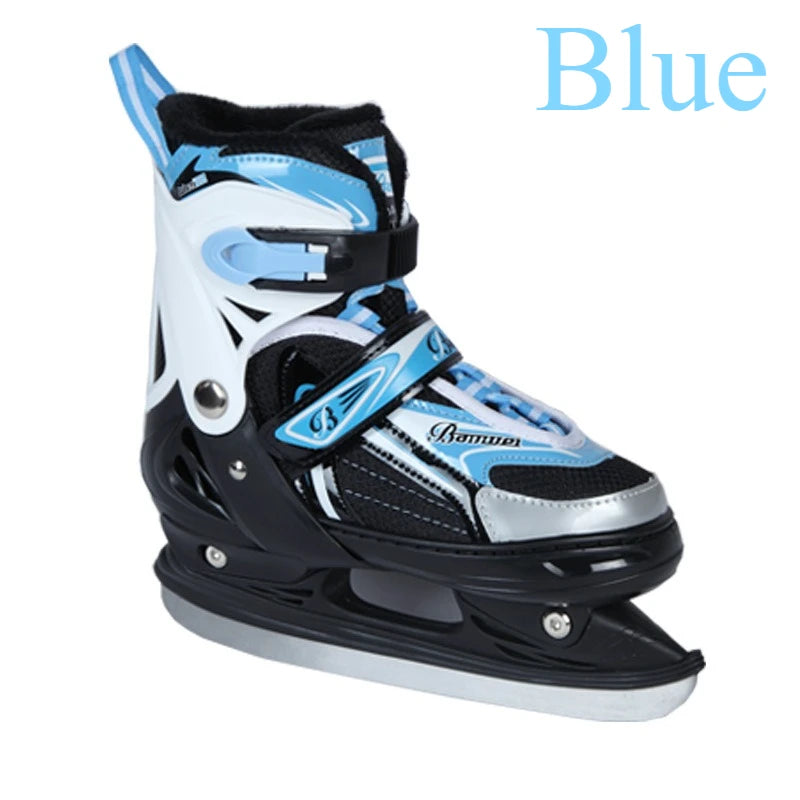 Patines de hielo y patines de ruedas para niños, ajustables, con forro térmico grueso y cálido, zapatos de patinaje sobre hielo suaves y cómodos para principiantes, 1 par