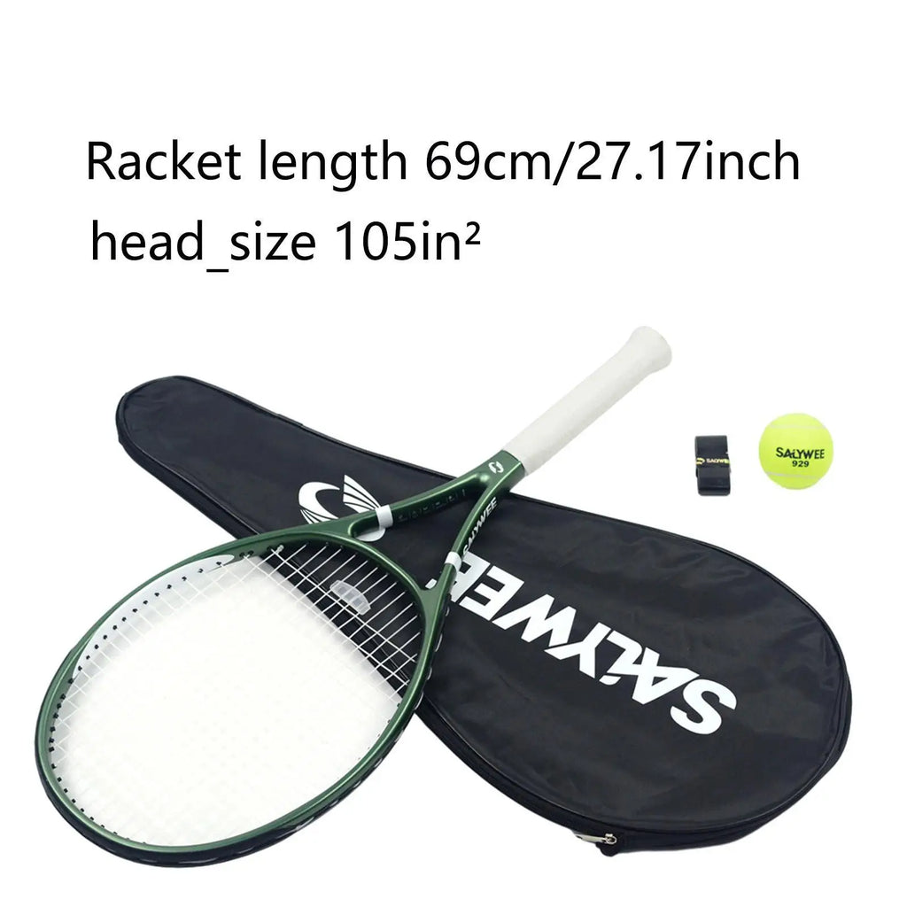 Raqueta de tenis ligera de fibra de carbono con mango antideslizante, herramienta de entrenamiento con bolsa para adultos y principiantes
