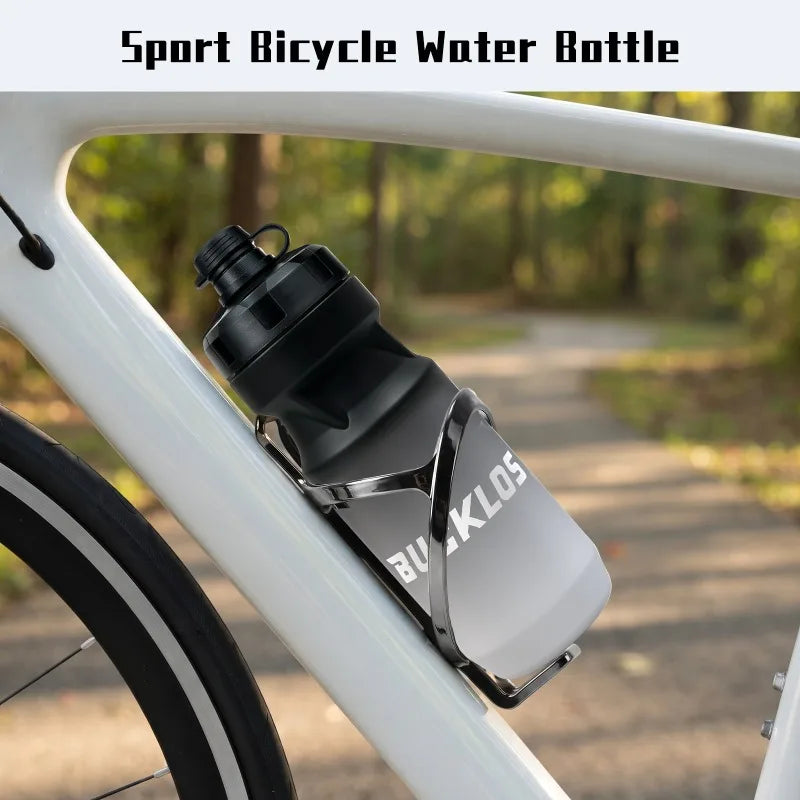 Botella de agua para bicicleta BUCKLOS de 610 ml, sin BPA, ideal para ciclismo y deportes, con tapa antipolvo y diseño a prueba de fugas, perfecta para bicicletas de carretera.