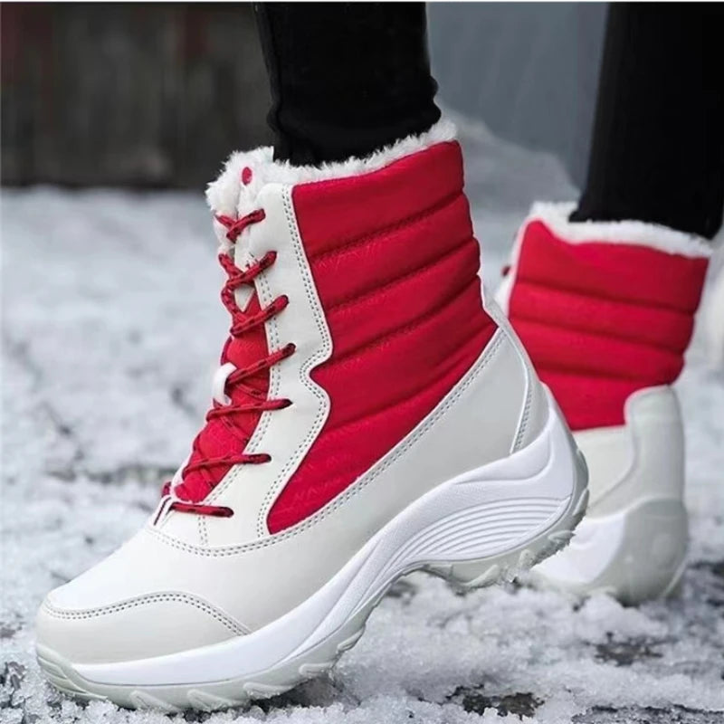 Zapatos de invierno botas impermeables botas de nieve para mujer botines cálidos de felpa para mujer botas altas hasta el muslo con plataforma de felpa para invierno