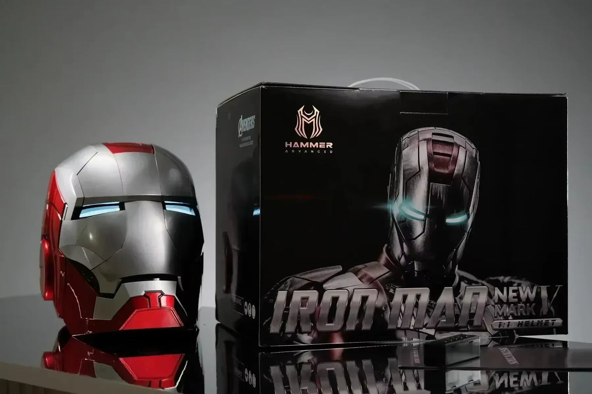 Casco de Iron Man Mk5, Casco de Bumblebee Optimus Prime, Casco Usable 1:1, Máscara con Control por Voz, Figura de Acción, Base Bluetooth, Ojos con Luz