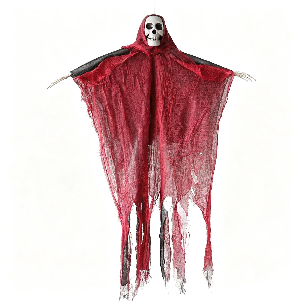Decoración de Halloween: esqueleto colgante, fantasma, adorno de guirnalda de gasa desgastada, figura de la muerte, para casas encantadas, jardines, fiestas, interiores y exteriores, decoración terrorífica.