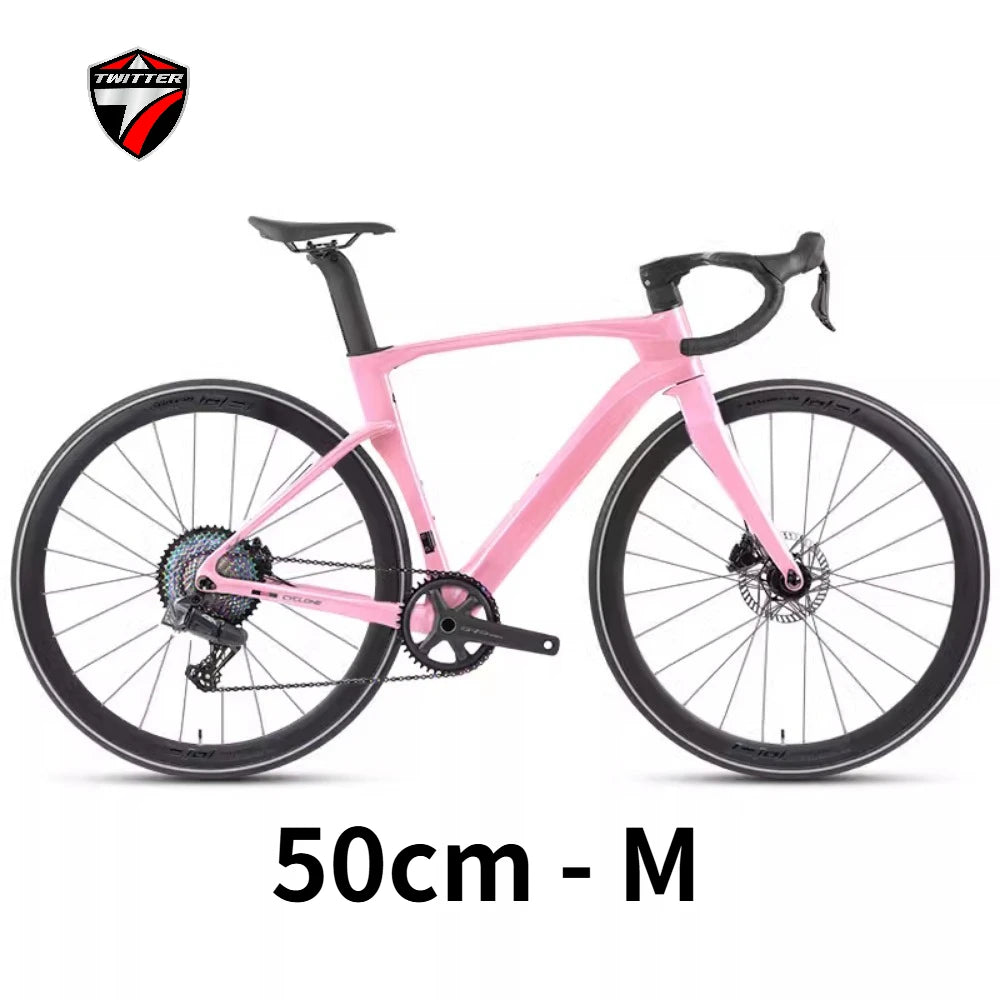 Bicicleta de carretera TWITTER 105/R7120 RS-22/24S de fibra de carbono para carreras, con freno de disco hidráulico y diseño aerodinámico, 700*25C