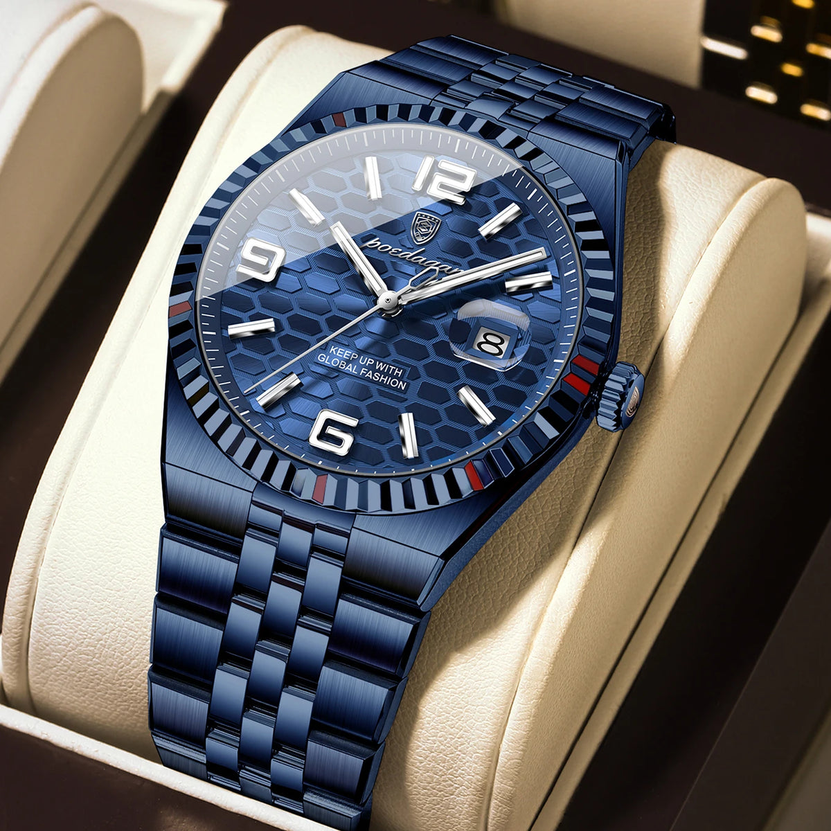 Reloj de hombre original de alta calidad POEDAGAR, resistente al agua, luminoso, con fecha, reloj de lujo para hombre, de acero inoxidable, de cuarzo, incluye caja