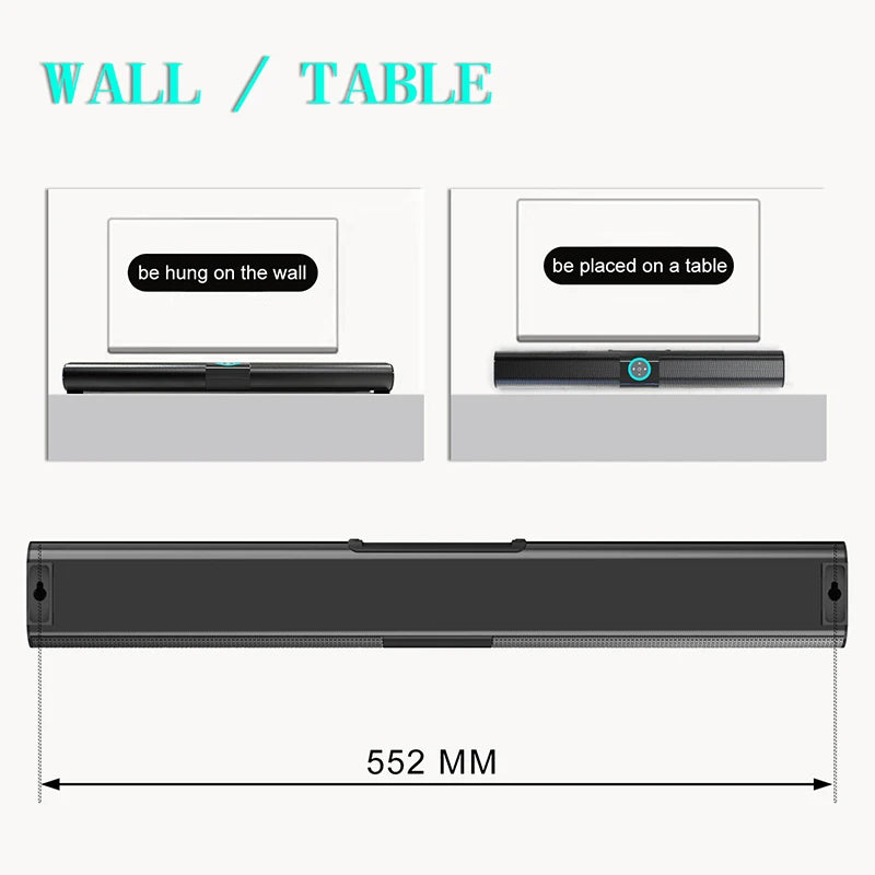 Barra de Sonido Bluetooth para TV, Subwoofer, Música, Radio FM Inalámbrica, Caja de Sonido, Bocina Grande, Bajo, Columna Bluetooth