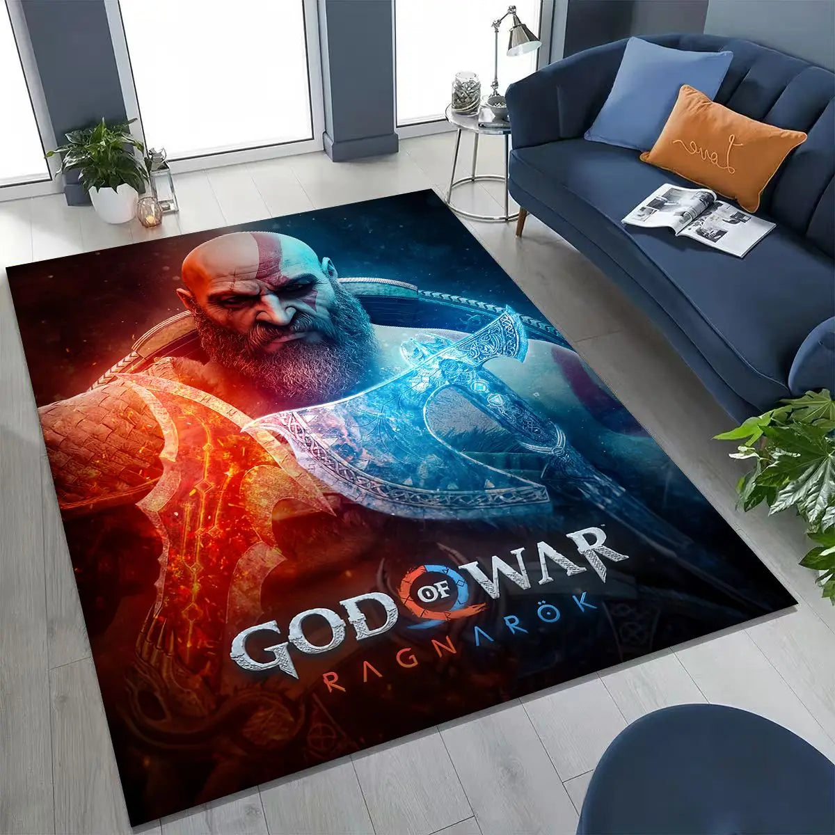 Alfombra de juego 3A de Kratos de God of War Classics para dormitorio, sala de estar, sofá, felpudo de decoración para el hogar, alfombrilla grande antideslizante para juegos de niños