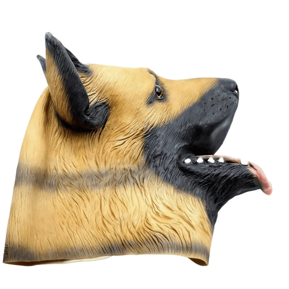 Máscara de cabeza de perro, máscara de disfraz de perro para fiesta de Halloween, disfraz de Cosplay para adultos, máscara de cabeza de Animal de látex (pastor alemán)