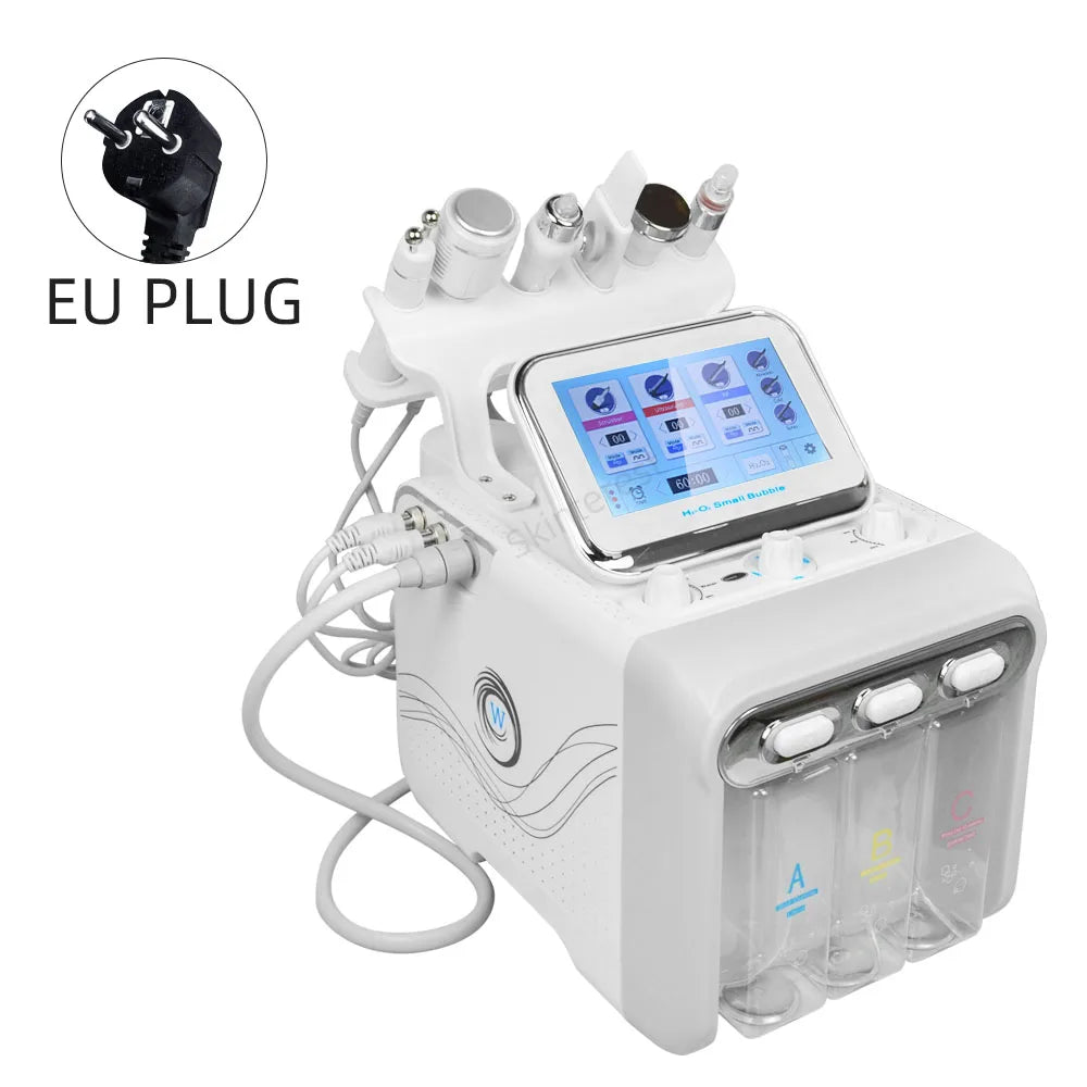 Máquina de burbujas pequeñas de hidrógeno y oxígeno 6 en 1 para limpieza facial, blanqueamiento, limpieza profunda, iluminación de la piel, reducción de poros, lifting y reafirmación.