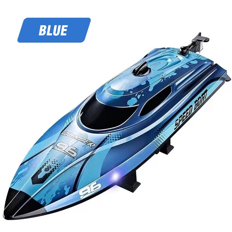 Lancha rápida RC de 25 km/h, barco teledirigido impermeable con advertencia de batería baja y luz, juguete acuático de radiocontrol, regalo para niños