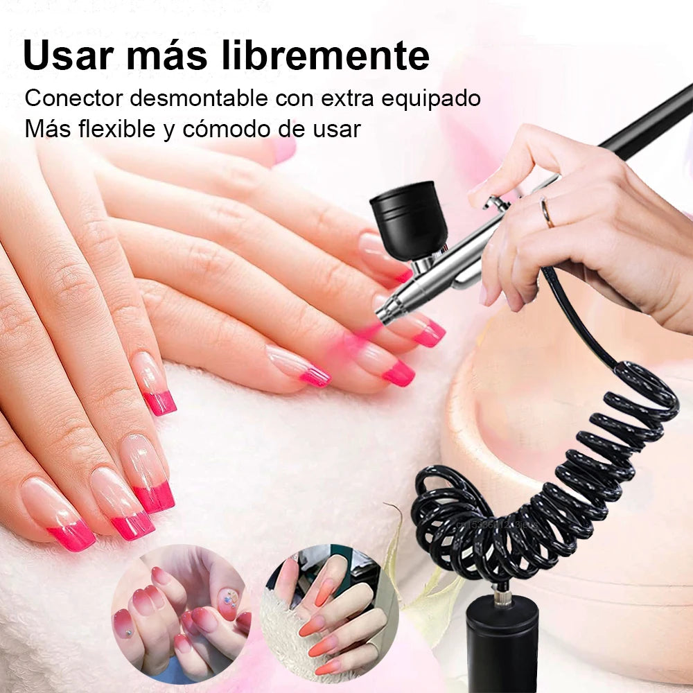 Kit de pintura para decoración de uñas con aerógrafo, Mini aerógrafo con compresor para pintura de pasteles y uñas, pistola pulverizadora manual portátil, aerógrafo para uñas
