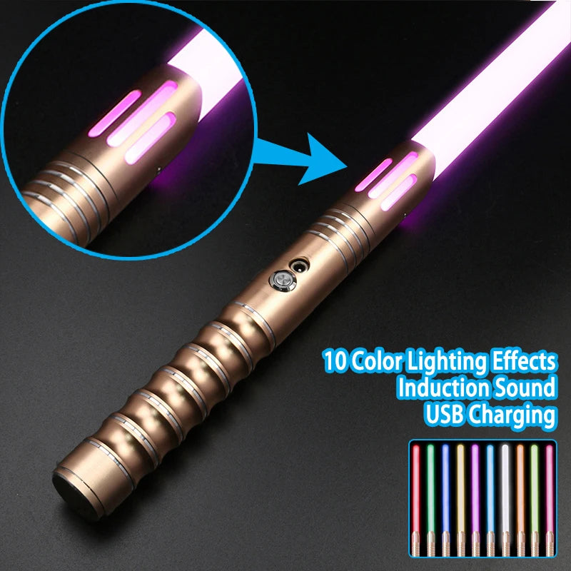 Juguete de espada láser de metal, sable de luz RGB con 7 colores, sonido, efectos Force FX, FOC Blaster, espada láser Jedi para niños, regalo