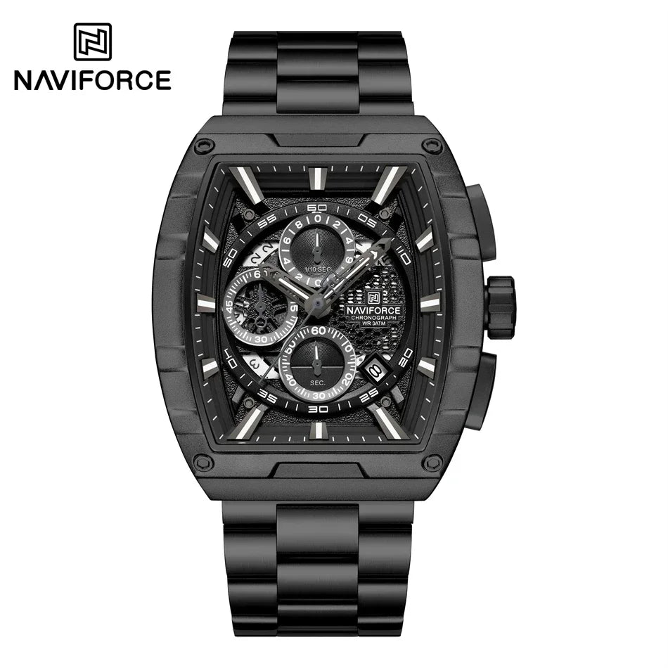 Reloj de cuarzo con cronógrafo para hombre NAVIFORCE, moderno, deportivo, para exteriores, para viajes, original, regalo para hombre, nuevo estilo, diseño Tonneau