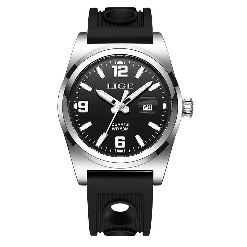 Reloj de pulsera LIGE para hombre, de cuarzo, deportivo, de lujo, marca original, impermeable y luminoso.