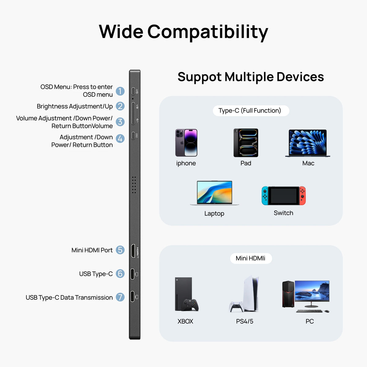 ARZOPA 16/16,1 pulgadas, 1/2,5 k, 60/144 HZ Monitor portátil IPS mini-hdmi segunda pantalla externa para Mac Laptop PC Switch Xbox PS4/5