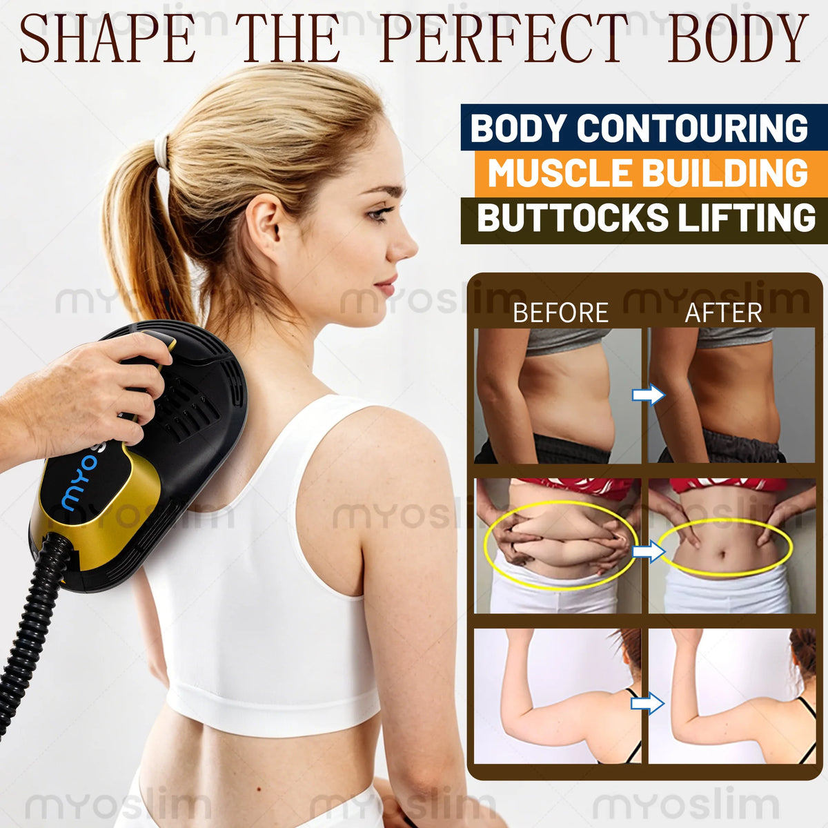Máquina de Tonificación Corporal EMS MYOslim 20Tes 8500W, Estimulador Muscular HI-EMT, Equipo de Fitness para Entrenamiento en Casa y Uso Personal
