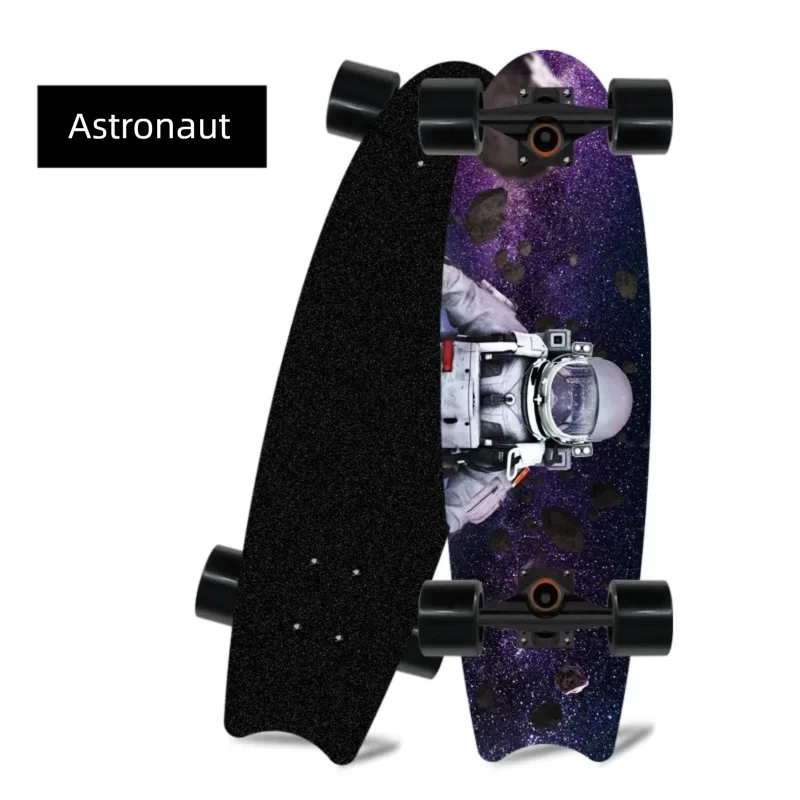 Patineta de madera de arce con cuatro ruedas y diseño de cola de pez, ideal para principiantes, para desplazarse y practicar patinaje urbano.