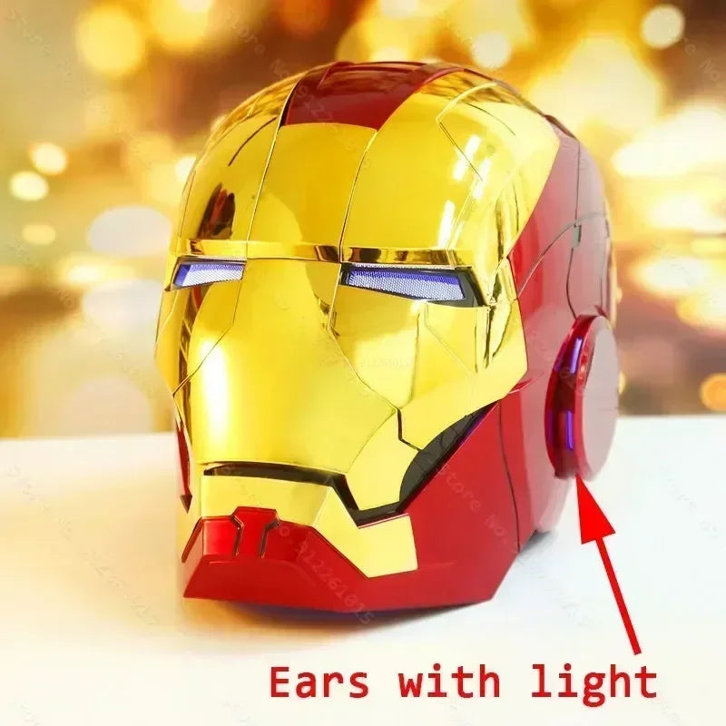 Nuevo Casco Jarvis Iron Man Mk5 y Mk50 con Luz LED, Cierre Electrónico, Control por Voz, Réplica 1:1 de Los Vengadores, Regalo de Cumpleaños para Fanáticos