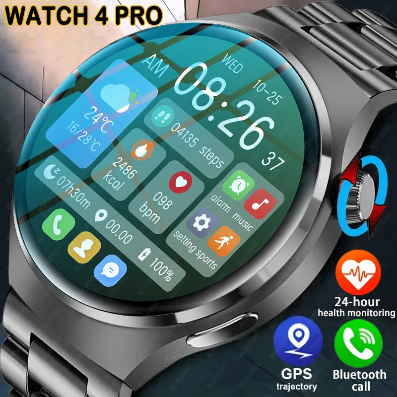 Reloj inteligente 2026 New Watch 4 Pro GPS para hombre, pantalla AMOLED 360*360, frecuencia cardíaca, llamada Bluetooth, resistente al agua IP68, smartwatch deportivo para hombre