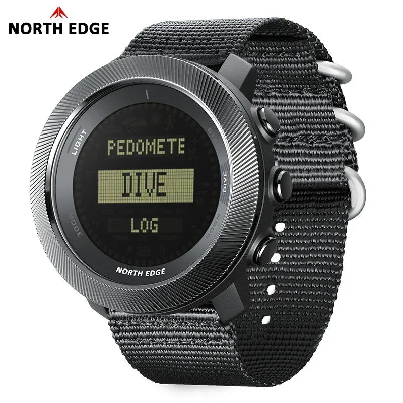 Reloj de buceo para hombre NORTH EDGE APACHE-D, resistente al agua 10ATM, altímetro, barómetro, brújula, reloj deportivo