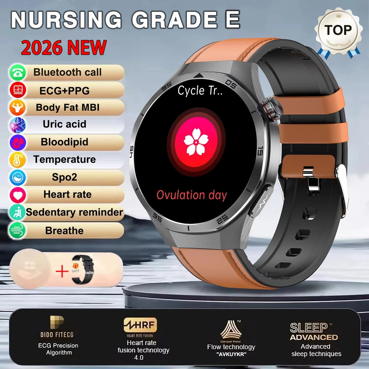 Reloj inteligente 2026 de nueva generación para enfermería, ECG+PPG, análisis de salud, presión arterial, lípidos, ácido úrico, llamada inalámbrica HD, reloj inteligente para hombres y mujeres