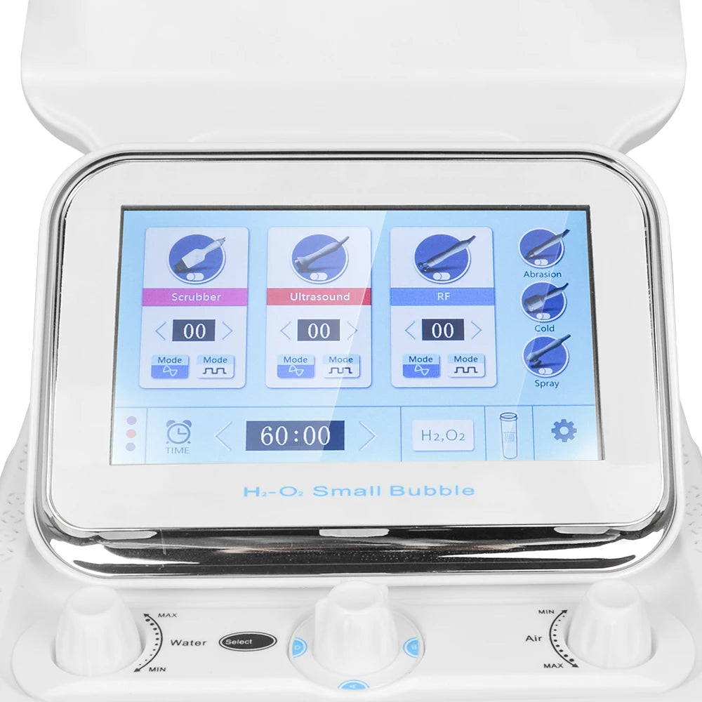 Máquina de belleza facial Moonic H2O2 6 en 1 con pequeñas burbujas, hidratante, limpiadora de piel, removedora de puntos negros, máquina hidrofacial para uso en salón y hogar.