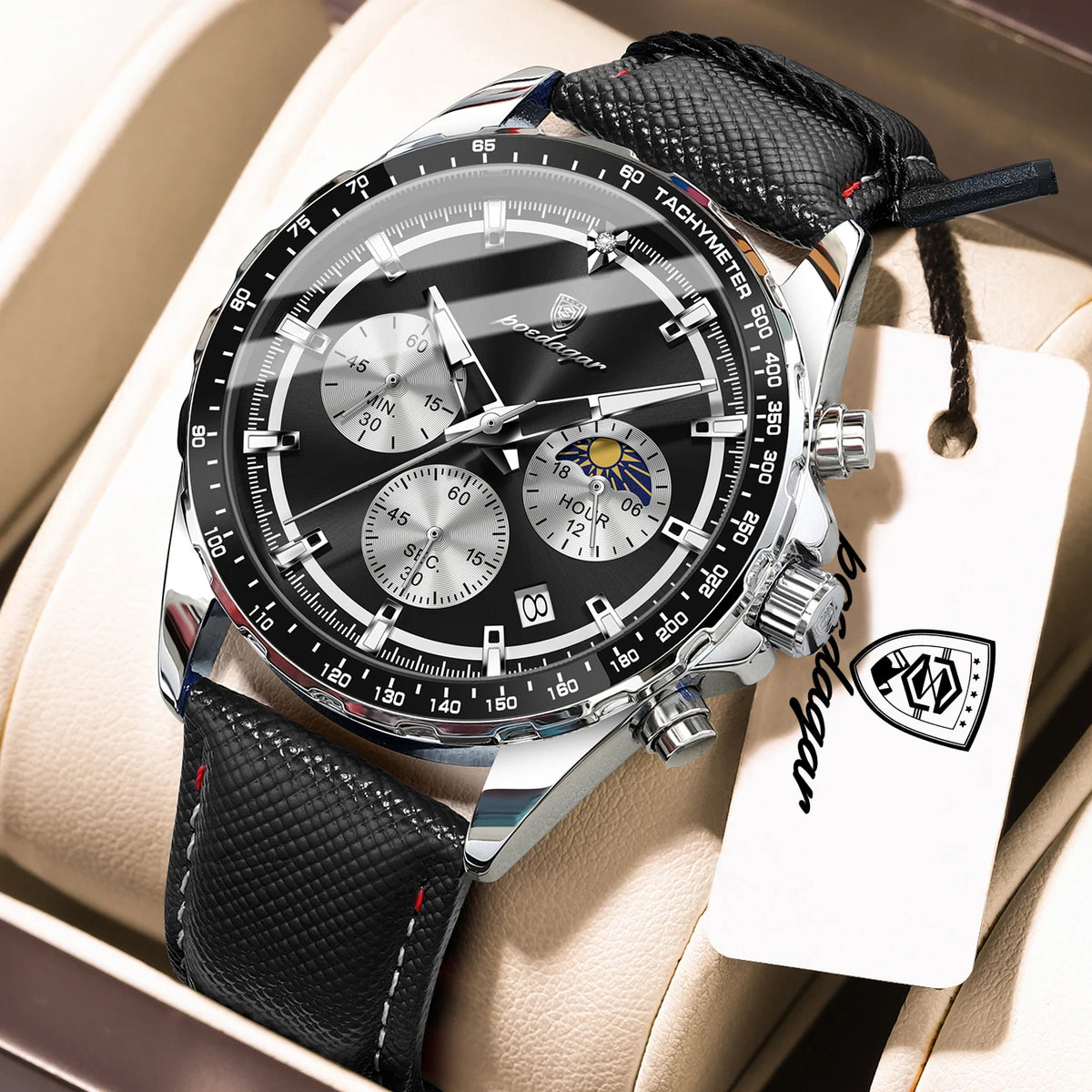 POEDAGAR Fashion Sports Man Wristwatch Waterproof Stainless Steel Luminous Men Watch Chronograph Date Quartz Men's Watches Reloj